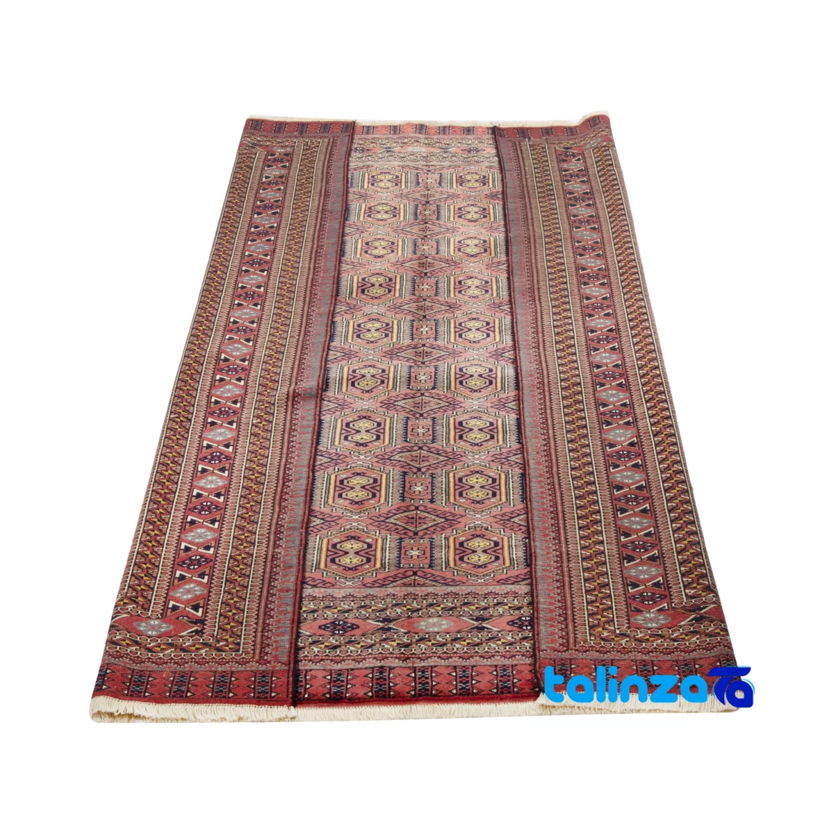 Turkmen Handwoven Carpet Model 401864 Rich Color - Corner detail showing binding and edges