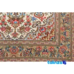 Persian Handwoven Rug Latchak Toranj Cream - Edge view showing border and finishing