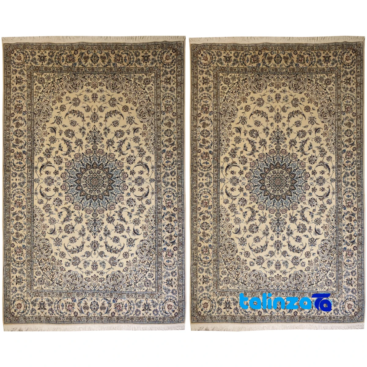 Nayin Handwoven Carpet Sun Design - Corner detail showing binding and edges