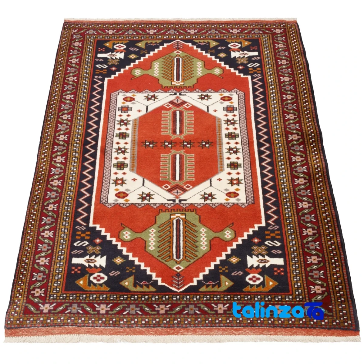Cypress Persian Handwoven Rug Model 179841 Copper binding and edges (Corner detail)