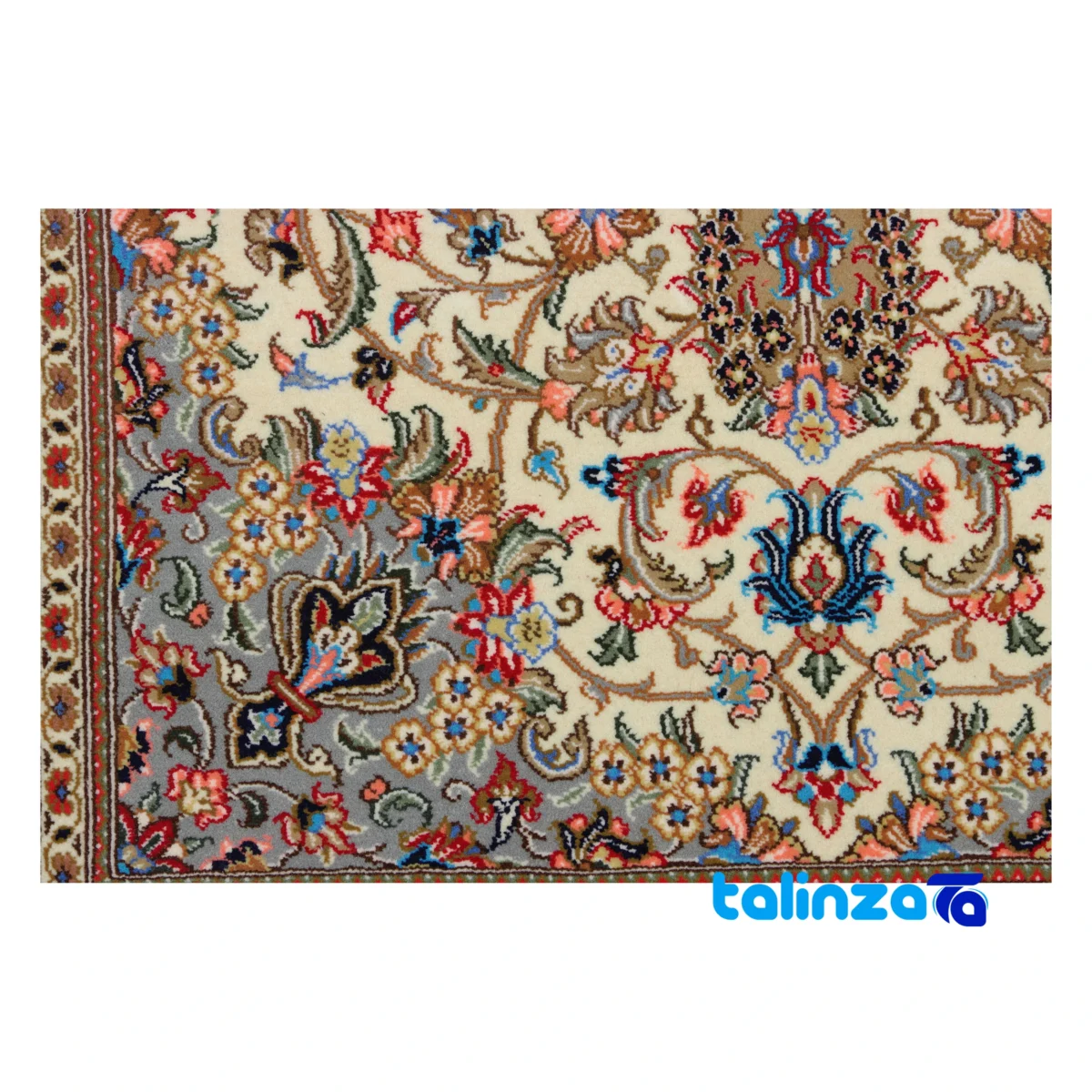 MS Handwoven Rug Latchak Toranj Cream - Corner detail showing binding and edges