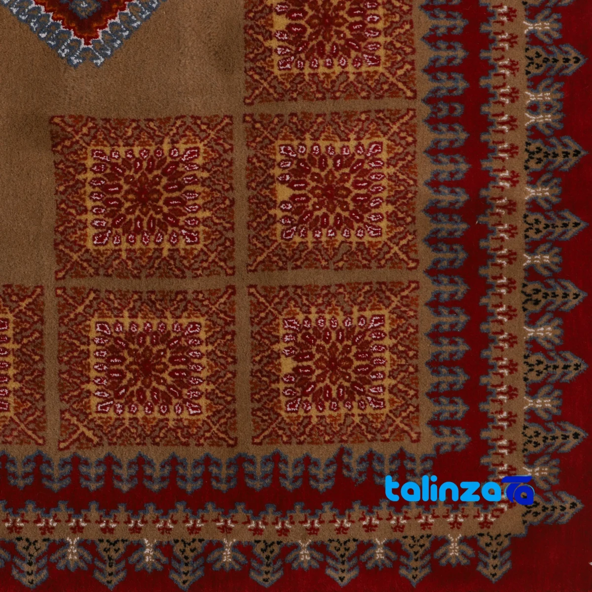 Yelmeh Handcrafted Rug Cream Geometric Design binding and edges (Corner detail)