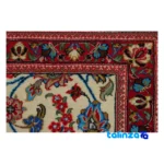 Handwoven Carpet Runner Cream Turanji Design - Corner detail showing binding and edges