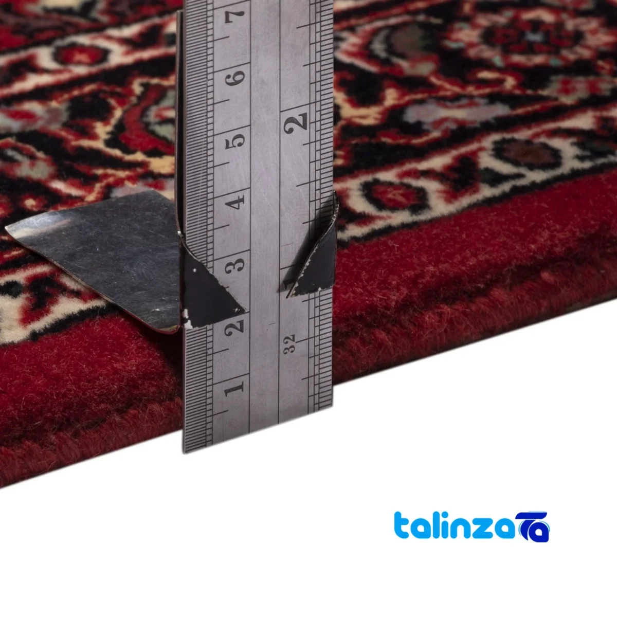 Persia Handwoven Carpet Red Luxurious Design - Edge view showing border and finishing