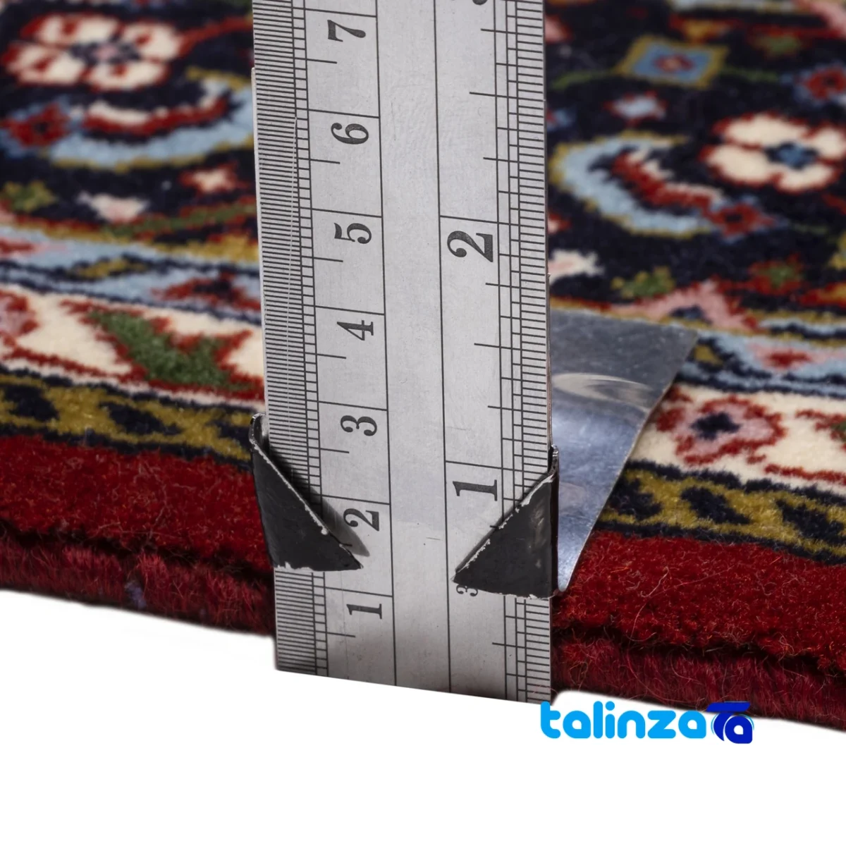 Edge view of Persia Handwoven Carpet Luxurious Red Design border and finishing