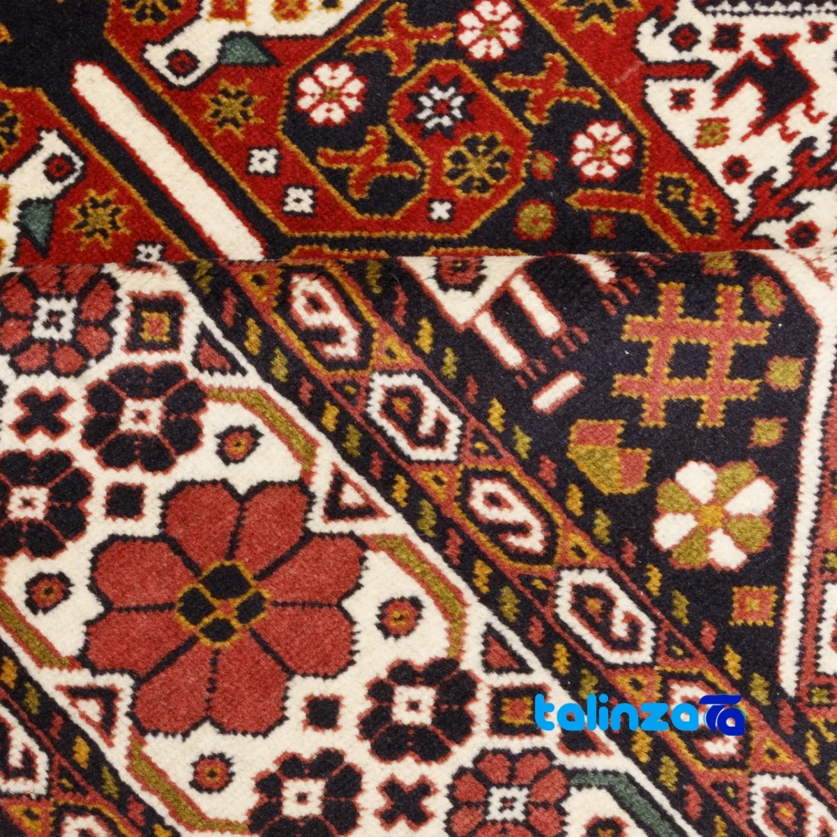 Cypress Persian Handwoven Rug Model 179858 Cream - Edge view showing border and finishing