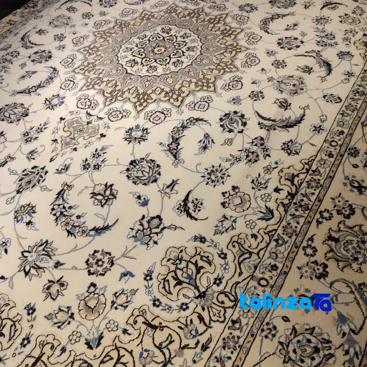 Raza Handmade Carpet Turkmen Nain Design 350x250x2 cm - Edge view showing border and finishing