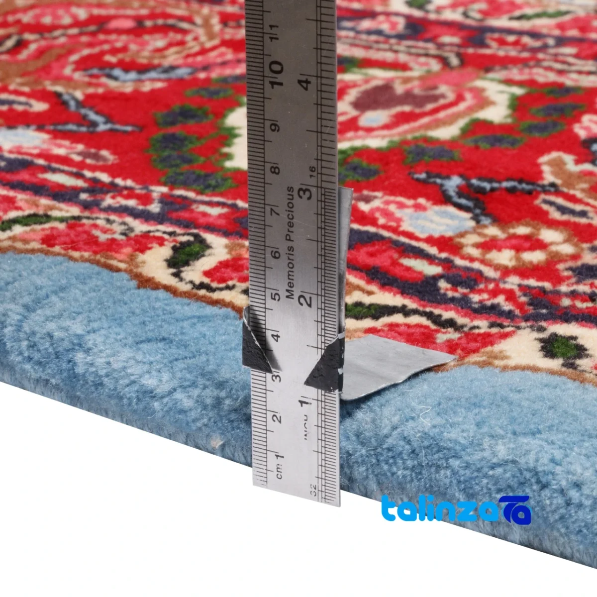 C Persia Handwoven Rug Model 179944 Blue Background - Edge view showing border and finishing