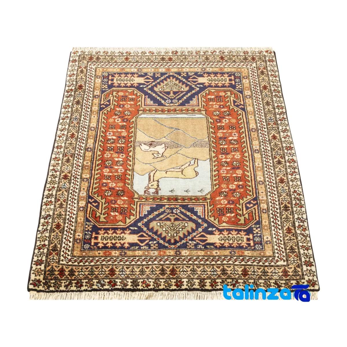 Persian Handwoven Rug Set - Traditional Design - Edge view showing border and finishing