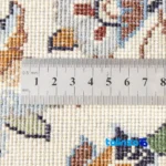 Handwoven Persian Rug YAZD Design Elegant Cream binding and edges (Corner detail)