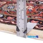 Corner detail of C Persia Handwoven Area Rug Elegant Cream Design binding and edges