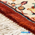 Handwoven Carpet by Faraahan - Red Design 204 × - Corner detail showing binding and edges