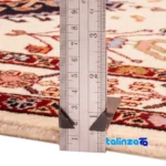 Corner detail of Caspian Handwoven Runner Rug Cream Design binding and edges