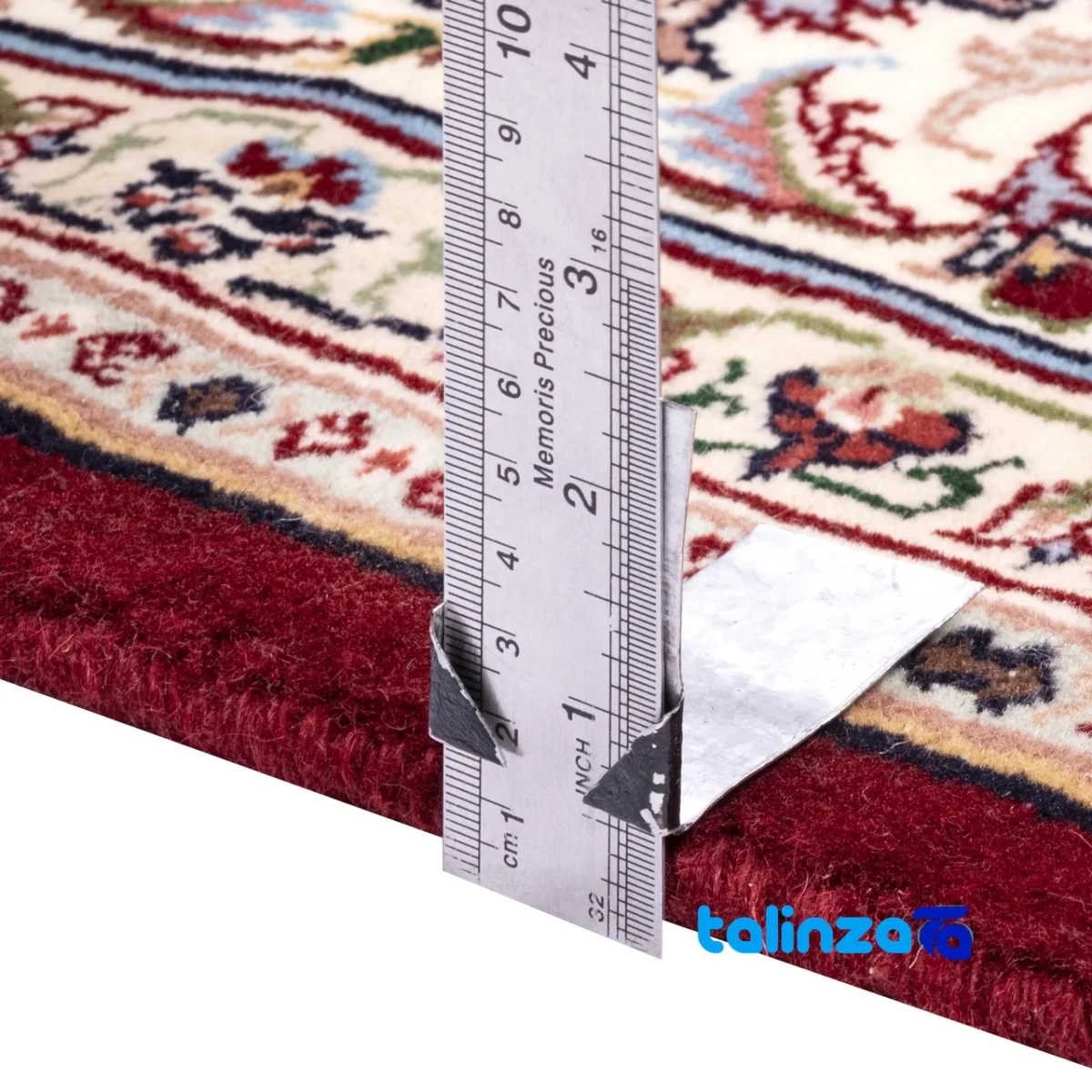 Edge view of Cypressia Handwoven Area Rug Luxurious Design Hand washable border and finishing