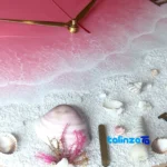 Resin Beach and Sea Wall Clock - Detail view showing movement rear mount