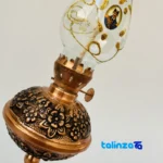 ZH Brass Round Oil Lamp Handcrafted Engraved Design finish and material detail view)