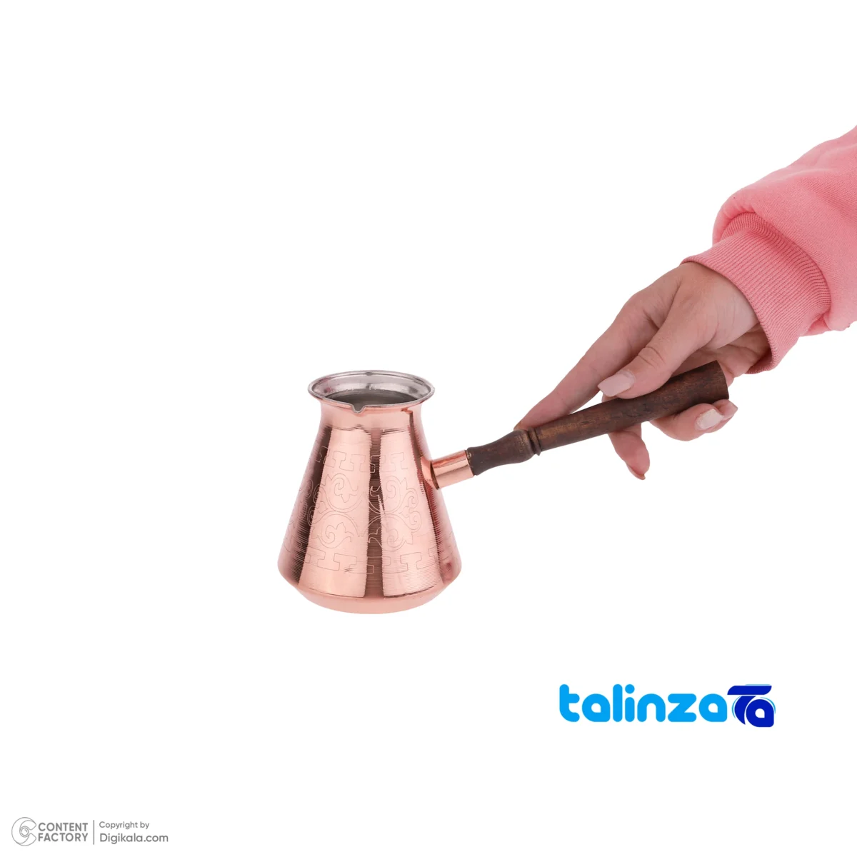 Zanjan Copper Coffee Pot Handcrafted Artistry 21x11x9. - Detail view showing finish and material