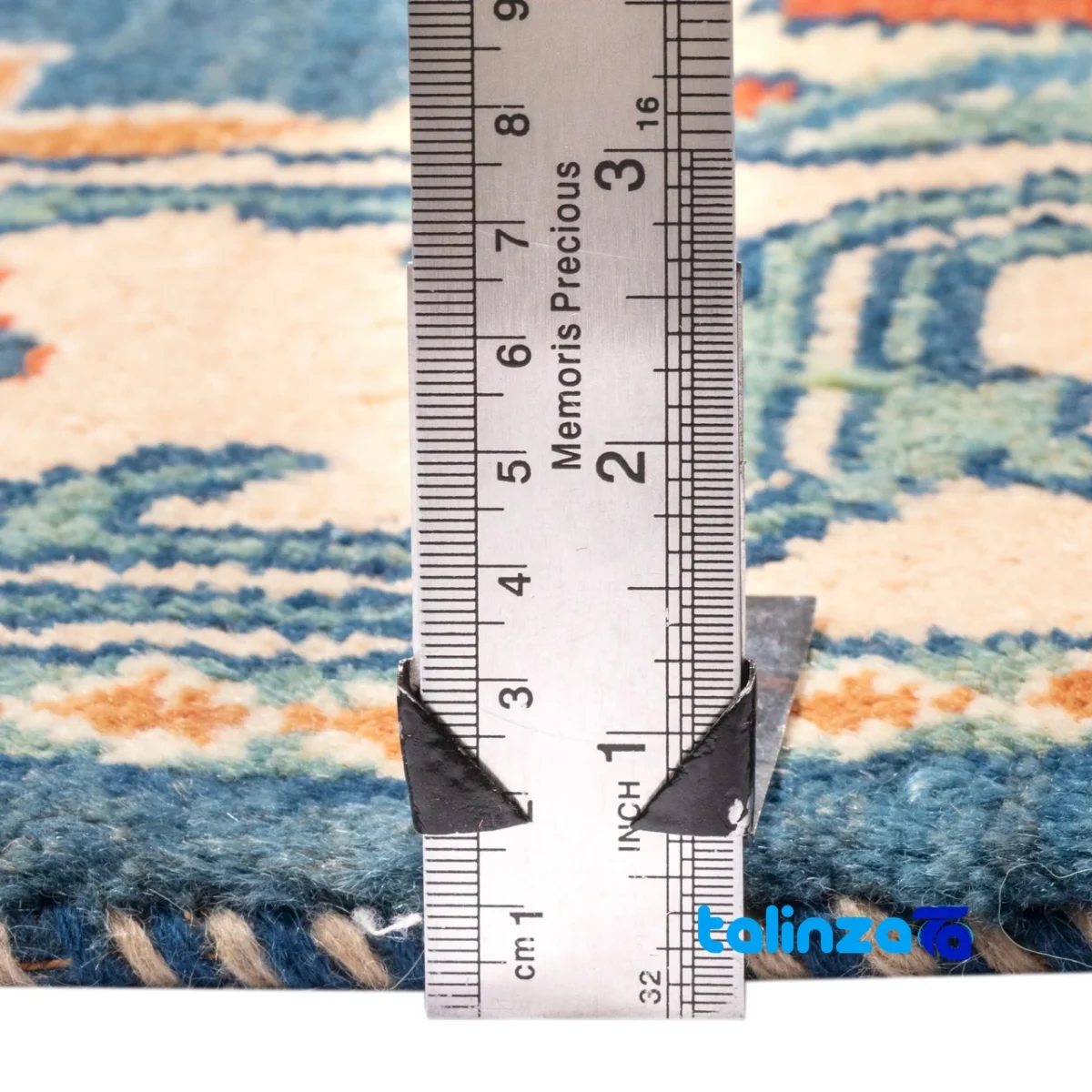 Si Persia Handwoven Rug Elegant Blue Design border and finishing (Edge view)