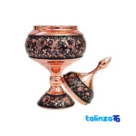 Detail view of Diamond Cut Copper Chocolate Bowl Floral Design finish and material