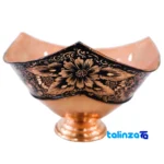 Detail view of Diamond Cut Copper Bowl and Plate Set 23x23x13 cm finish material