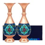 Copper Flower Pot Handcrafted Artistry Set of Two finish and material detail view)