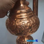 Detail view of Sadeghi Copper Decorative Bowl and Spray Set Flower Design finish material