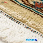 Handwoven Kashan Rug Unique Design - Corner detail showing binding and edges