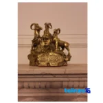 Chingan Bronze Sculpture Three Rams on Rock finish and material detail view)