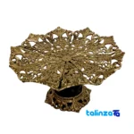 Detail view of H-2033 Brass Serving Set Decorative Stone Base finish and material
