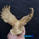 Detail view of Bronze Eagle Sculpture Golden Design Decorative Piece finish and material