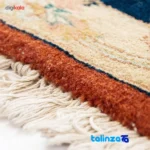 Edge view of Handcrafted Persian Rug Unique Floral Design 201 x border and finishing