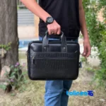 AI Handmade Leather Handbag with Shoulder Strap Tehran finish and material detail view)