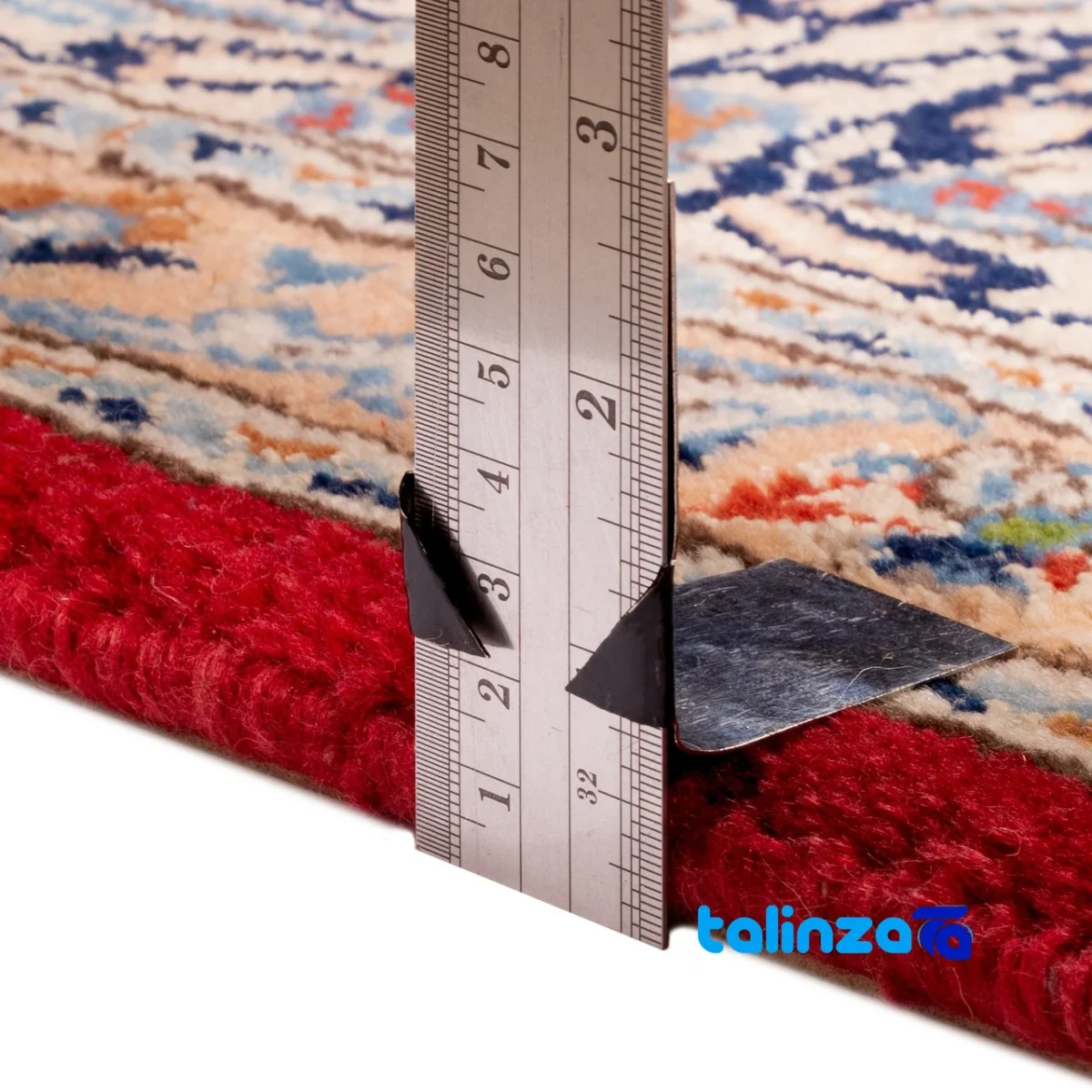 Edge view of C Persia Handwoven Rug Unique Design border and finishing