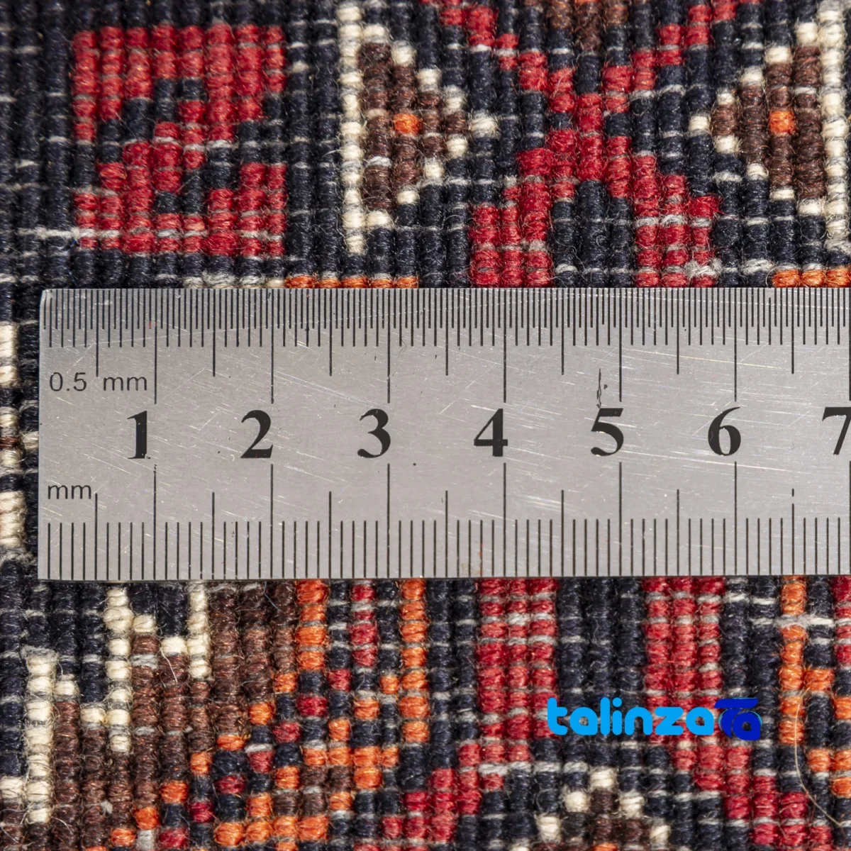 Baloch Handwoven Rug Model 19.11.3145 Navy Blue 293x103x1 cm border and finishing (Edge view)