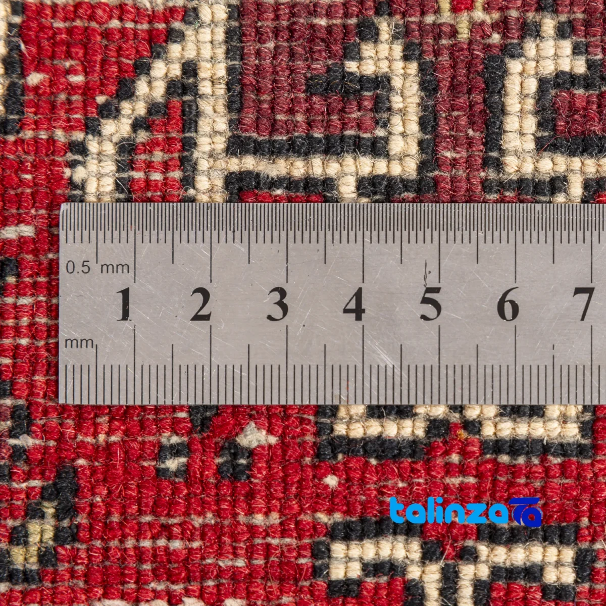 Edge view of Handcrafted Baluch Rug Model 19.34.2793 border and finishing