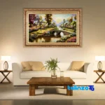 Edge view of Mirnazami Handwoven Carpet Tapestry Scenic Bridge border and finishing