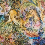 Edge view of Hasti Brand Handwoven Miniature Tapestry Art border and finishing
