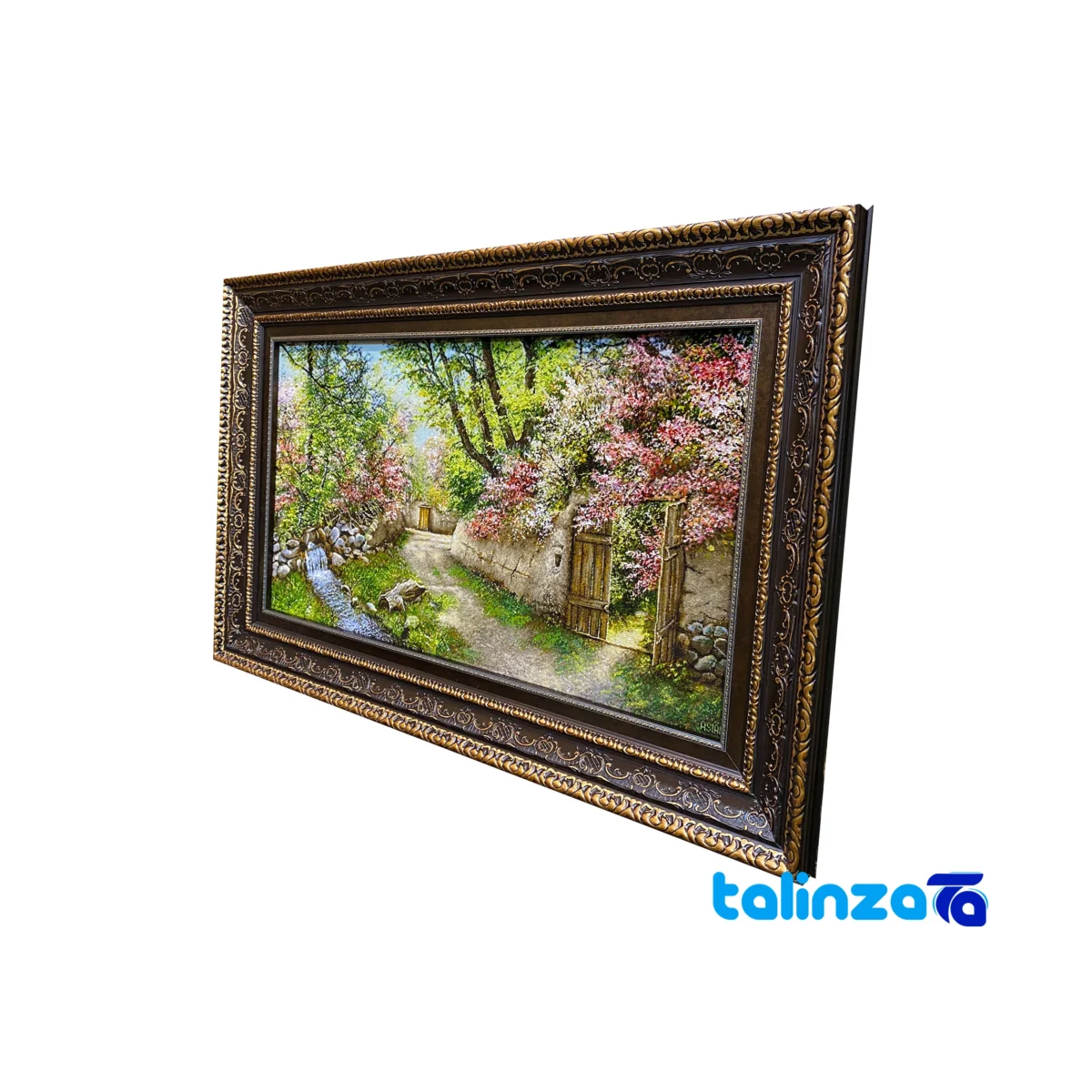 Edge view of Handmade Carpet Wall Art Landscape border and finishing