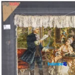 Edge view of C Persia Handwoven Carpet Wall Art French Poet border and finishing