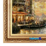 Edge view of Mirnazami Handwoven Tapestry Venice Scene border and finishing