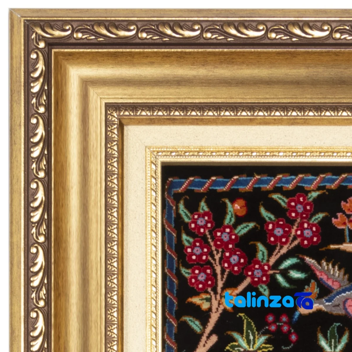 In-room view of Si Persia Handwoven Tapestry Hunting Scene room styling and scale