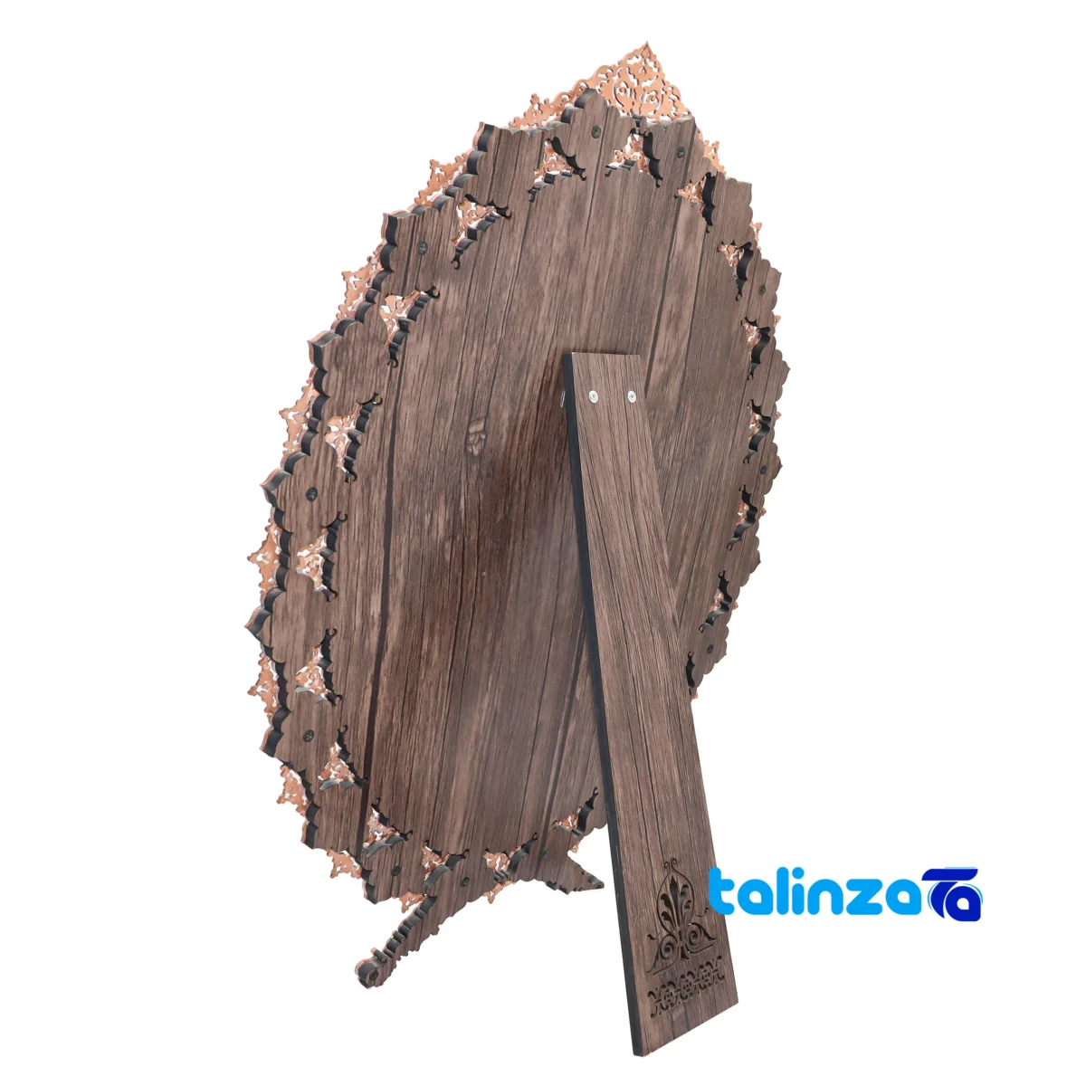 Side view of Fakhra Turquoise Inlaid Mirror Candle Holder Set Copper profile and structure