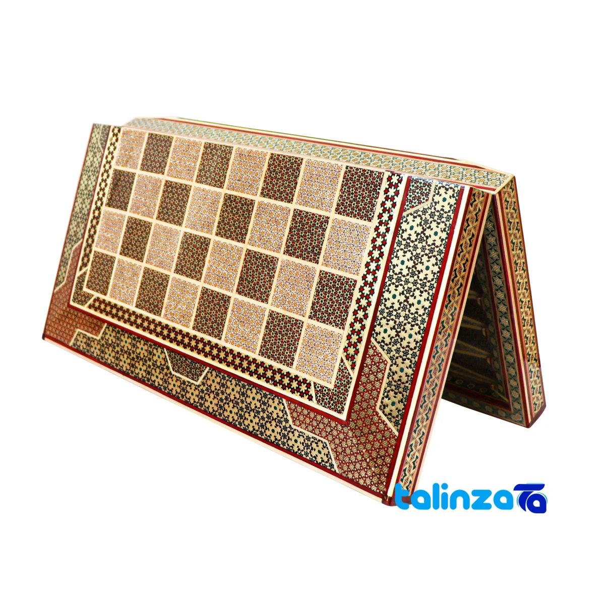 Side view of Fakher Handmade Marquetry Chessboard Artistic HQ50 RT profile and structure