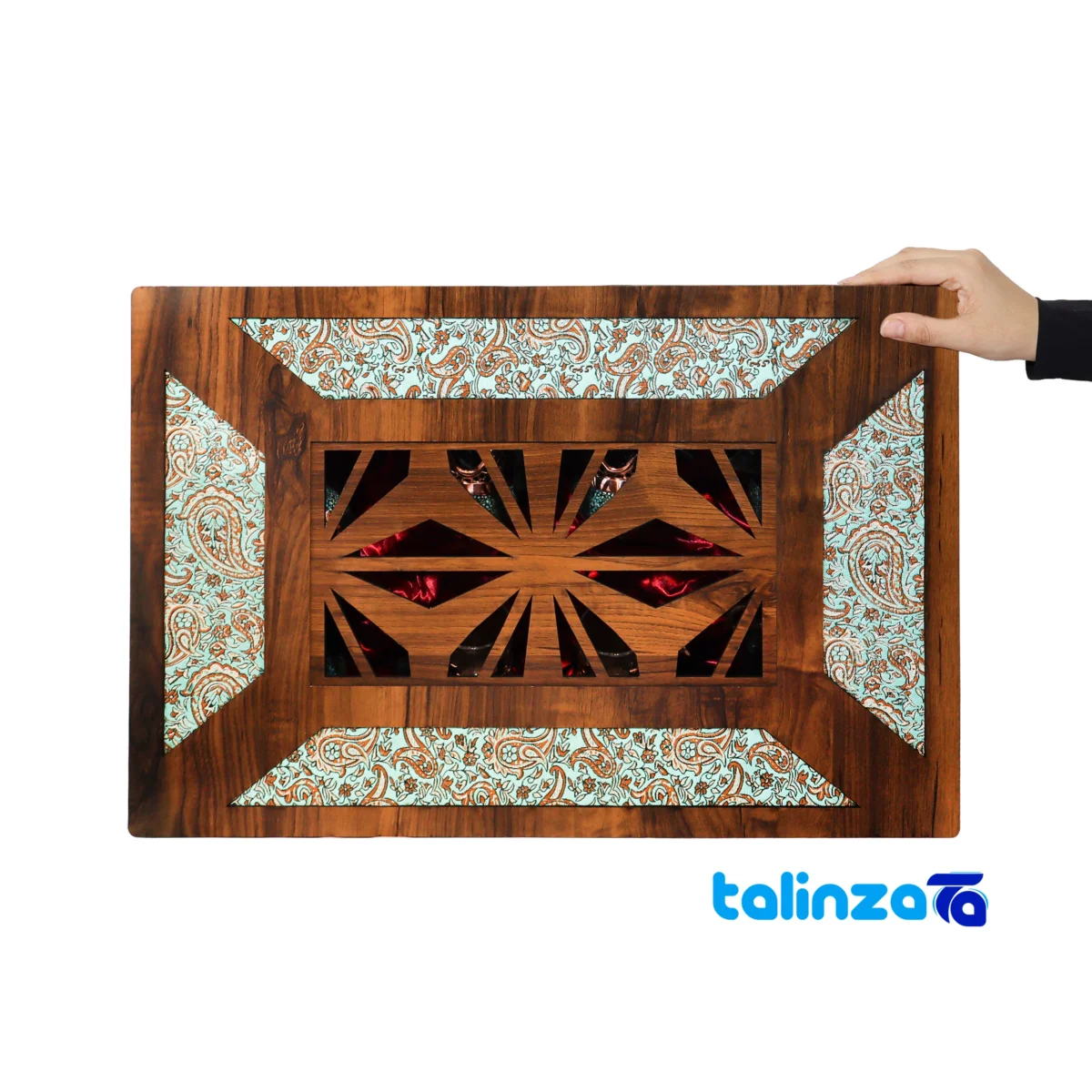 Side view of Shahpasand Turquoise Copper Tea Set 47 x 33 profile and structure