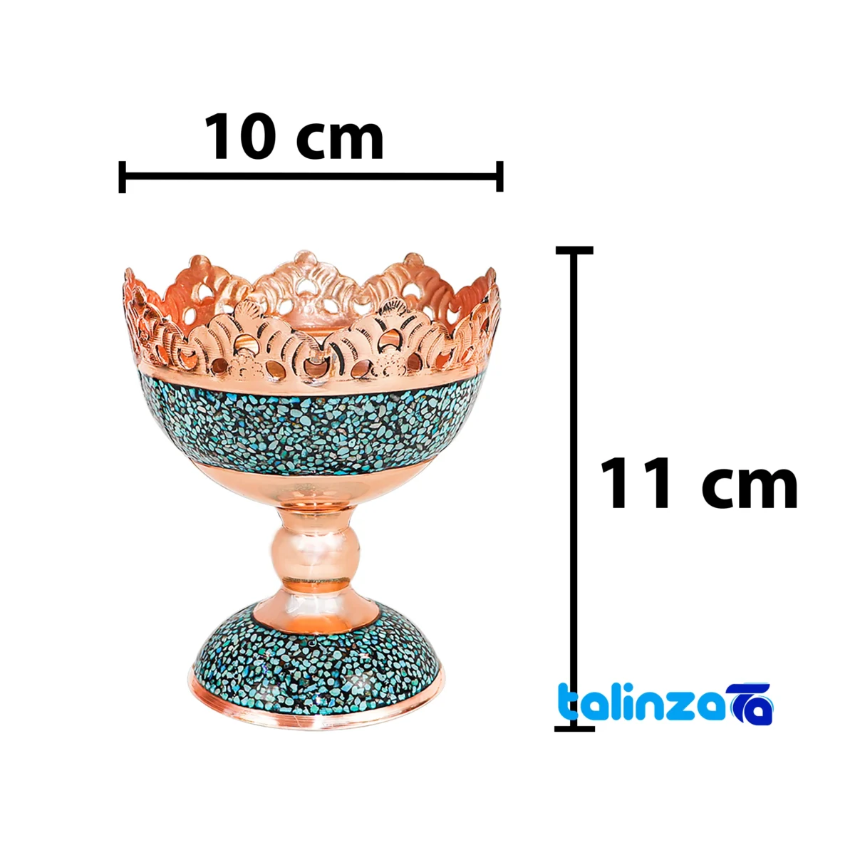 Side view of Crowned Turquoise Haftsin Decorative Set 301211 86 x 10 profile and structure