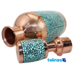 Side view of Royal Turquoise Inlaid Jug Goblet Set Decorative, functional profile and structure