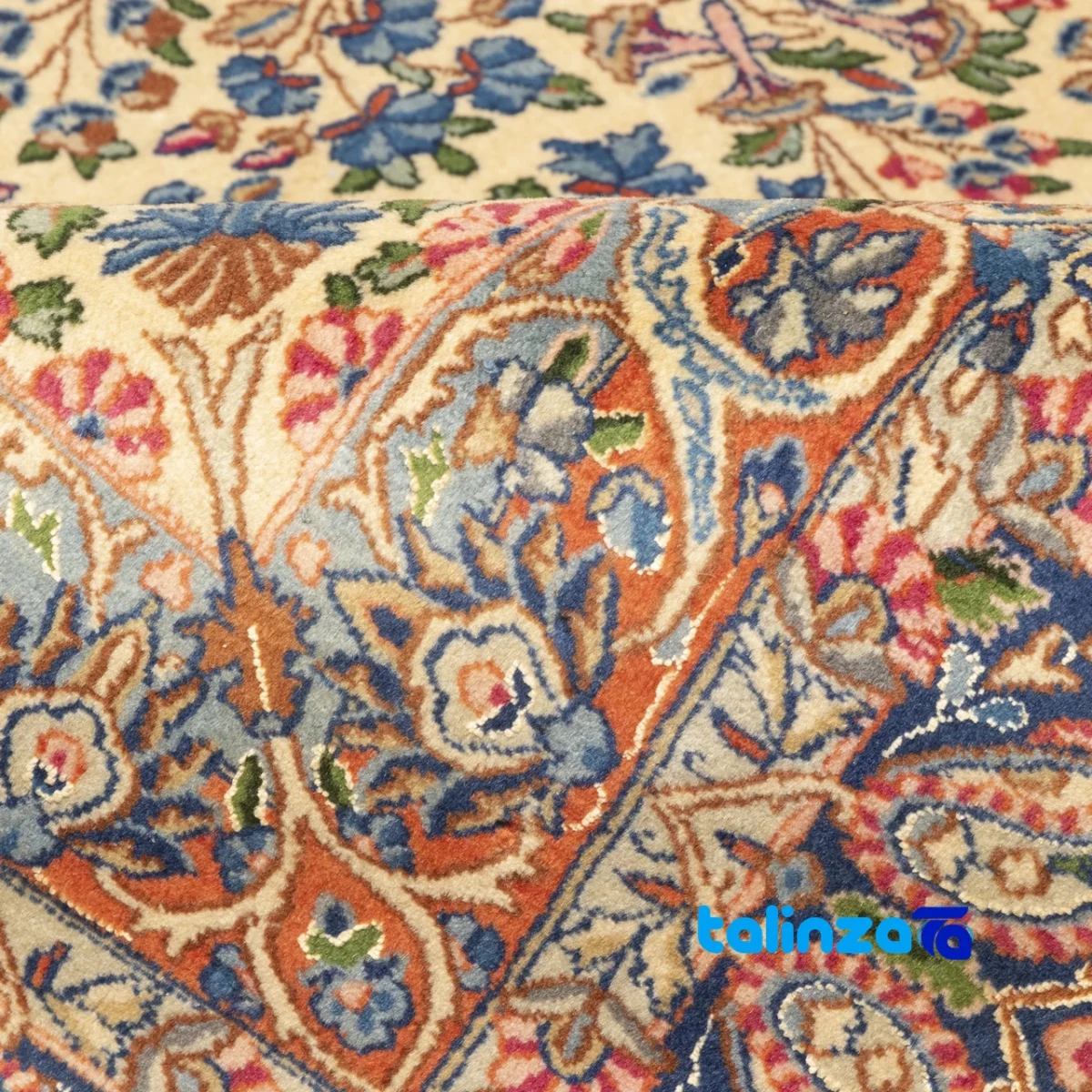 Cypress Persian Handwoven Carpet Elegant Design floor placement example (Room setting)
