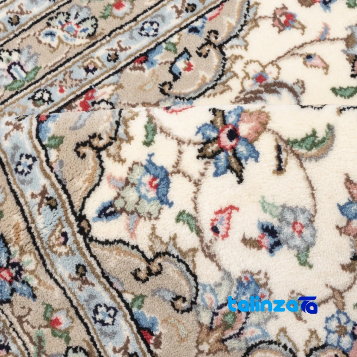 Persia Handwoven Rug Cream Design Unique - In-room view showing room styling and scale
