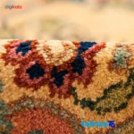 Corner detail of Handwoven Persian Rug Beige Floral Design binding and edges