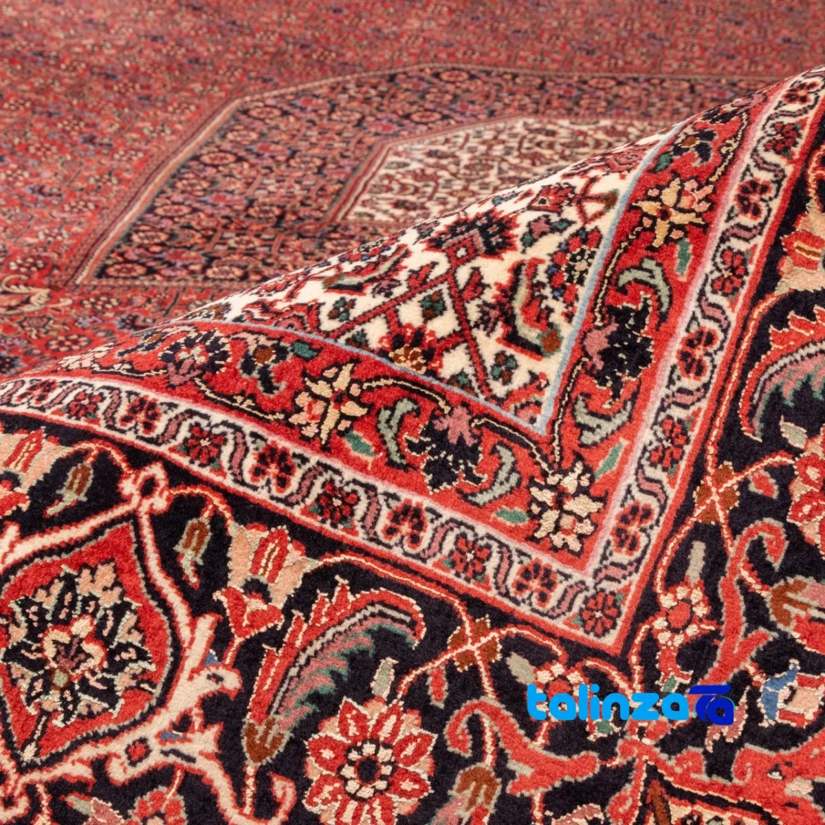 Cypress Persian Handwoven Rug Red 255x248x2 cm - In-room view showing room styling and scale